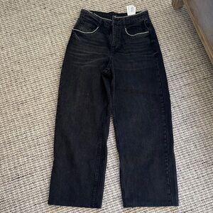 Maje Black Denim with Silver Crystal Accents